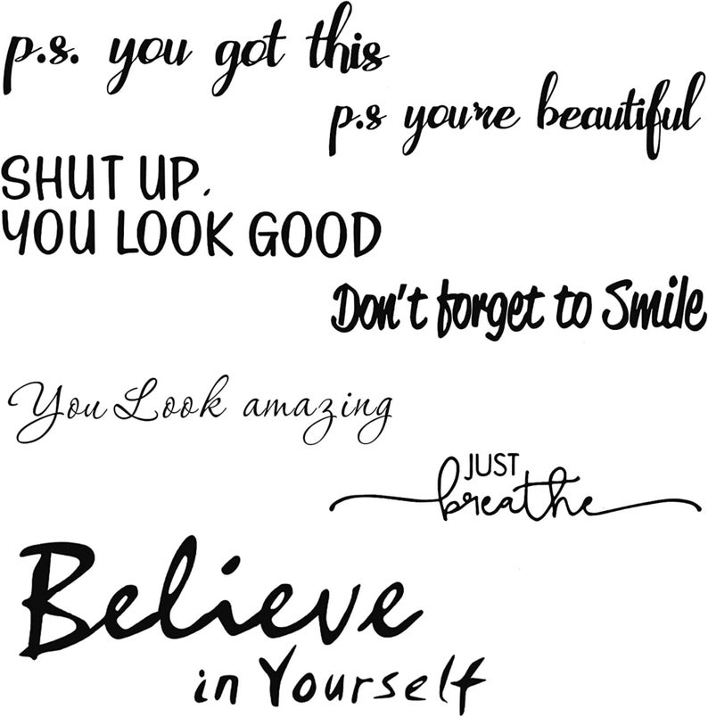 7 Inspirational Quote Vanity Mirror Decals Vinyl Decal - Etsy