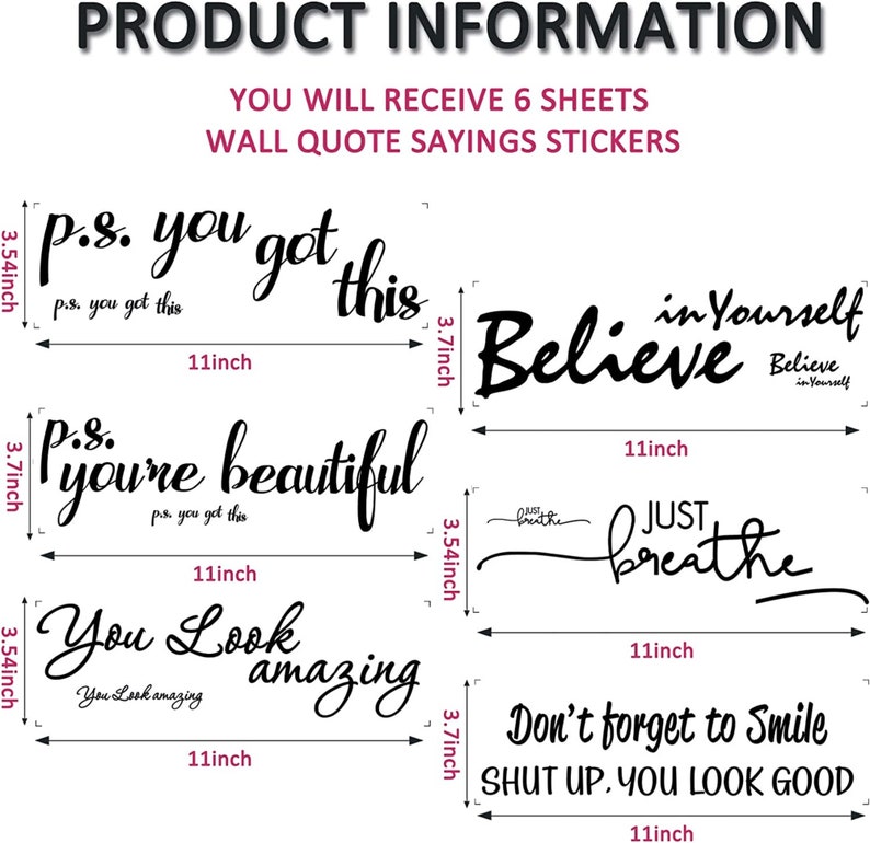 7 Inspirational Quote Vanity Mirror Decals Vinyl Decal Etsy