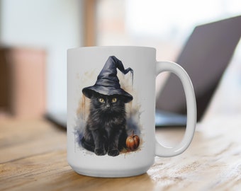 Cat Witch Halloween Coffee Mug - Autumn Fall Gift