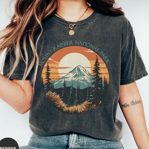 Mount Rainier National Park,  National Park Shirt, Hiking Shirts, Camping Tee, Vintage Boho Nature, Unisex Tee, Comfort Colors Oversized Tee