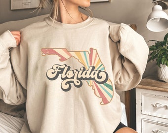 Florida Sweatshirt America Hoodie Gift For Him Graphic Hoodie Gift For Her Graduation Moving Birthday Vintage Retro Crewneck Florida State