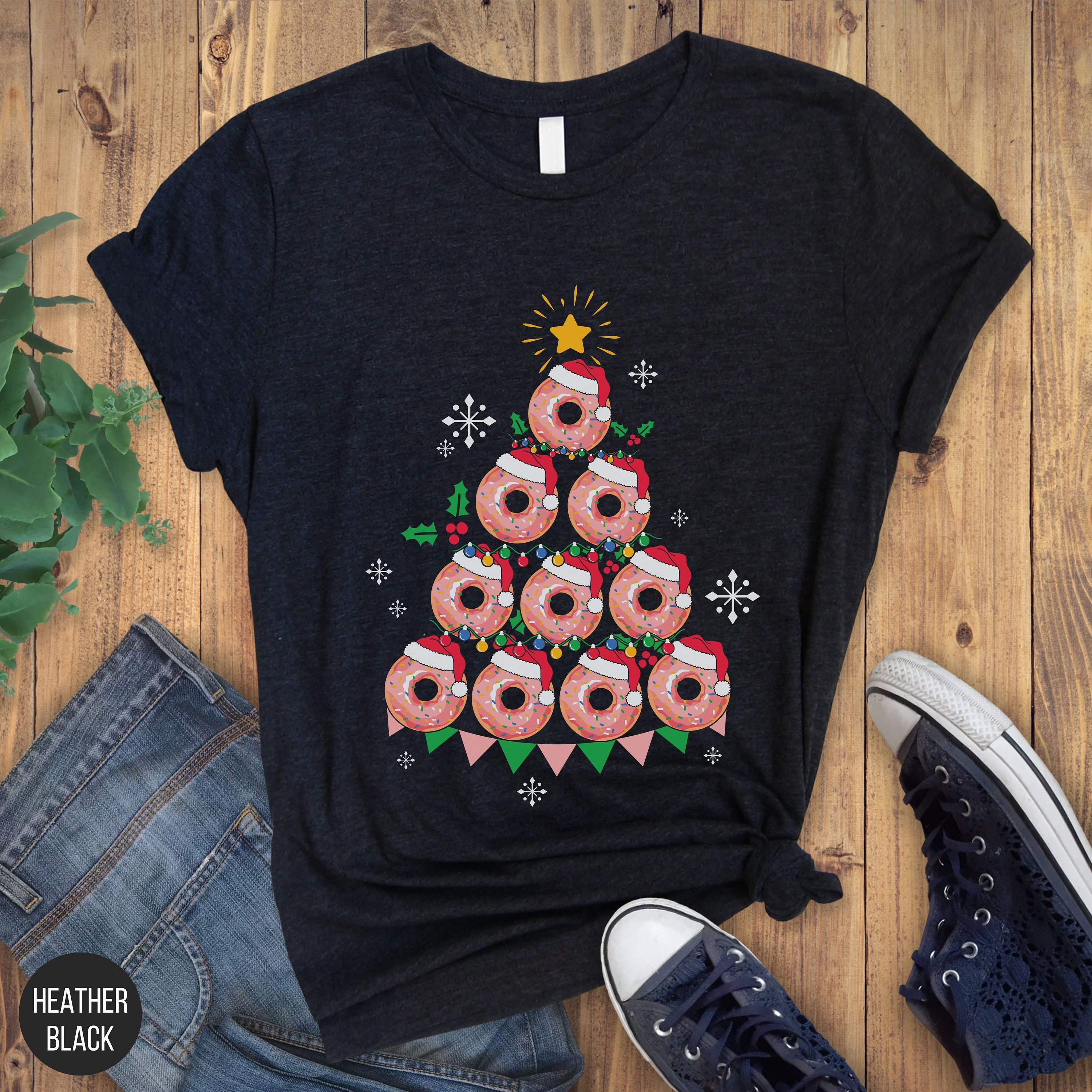 Funny Donut Shirt, Christmas Tree Doughnut, Santa Donut