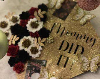 Kids Shiny Royal Blue Graduation Cap W/ Tassel 2024 Date Drop Blank ...