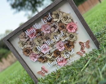 Shadow Box “May the Lord”, Heart Shaped Box, Nursery Shadow Box, Baby Shower Gift, Religious House Decor, May the Lord Bless You Sign