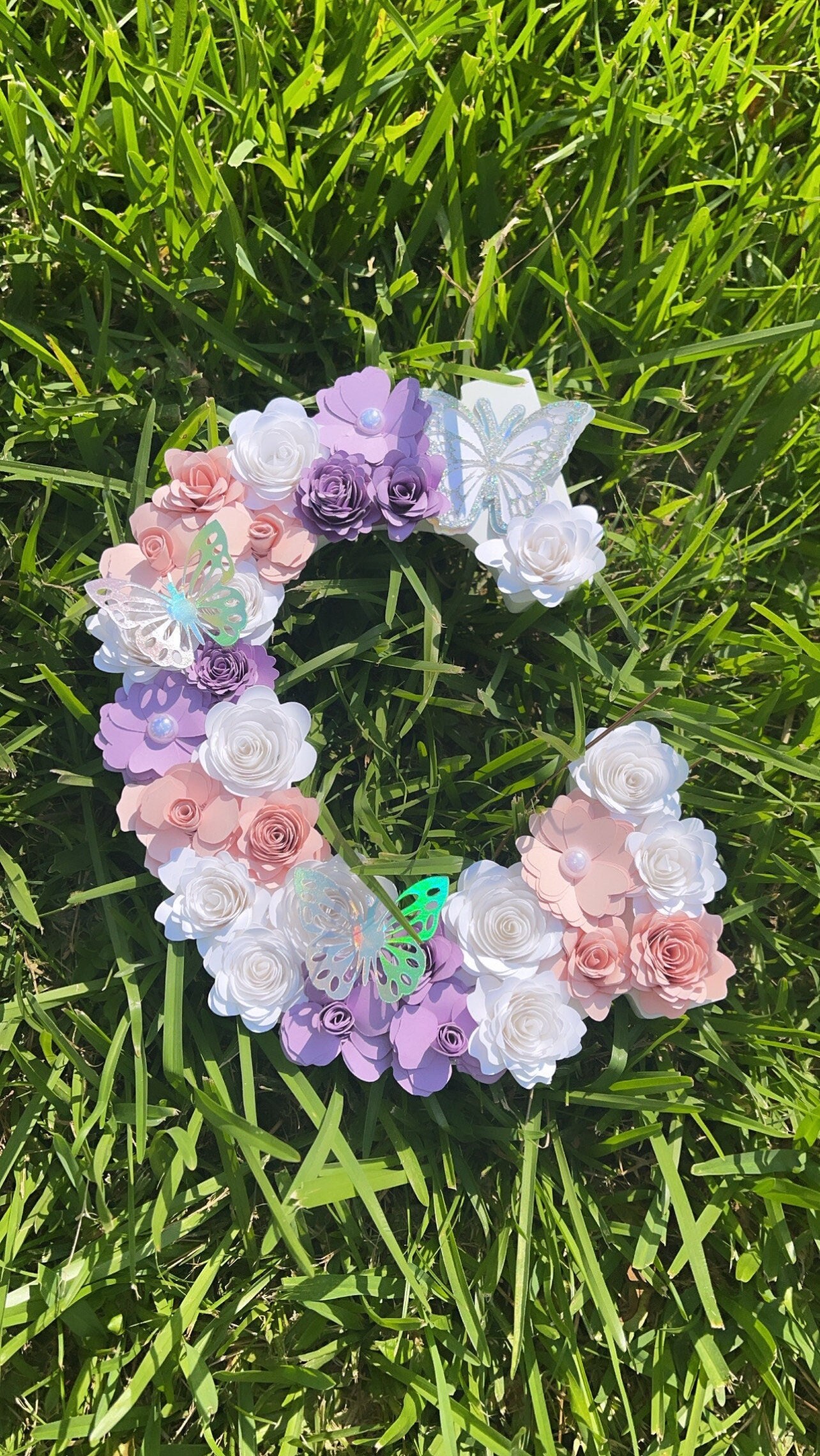 Flower Covered 9" White Wood Letter