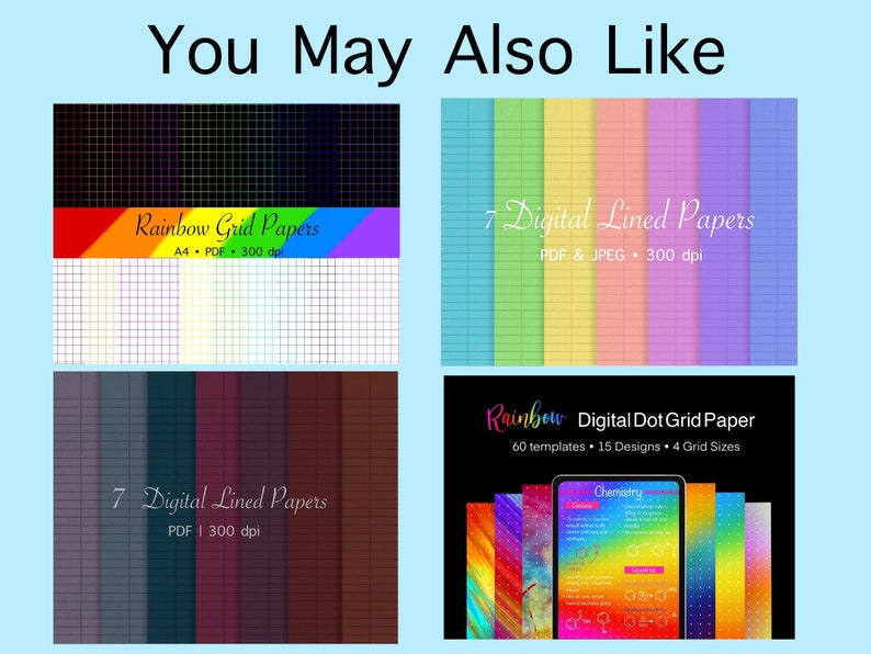 4 Printable Rainbow Lined Notebook Papers Digital Writing Etsy