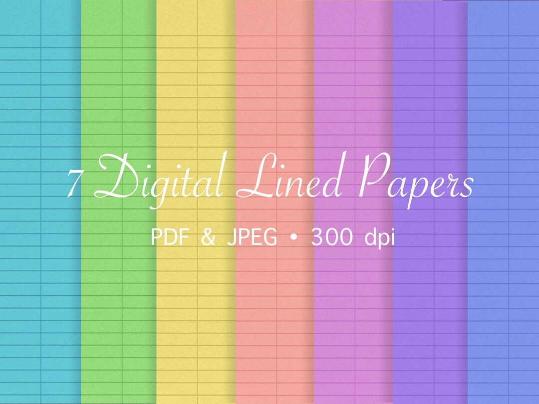 7 Textured Digital Lined Papers Lined Notebook Paper, Writing Paper