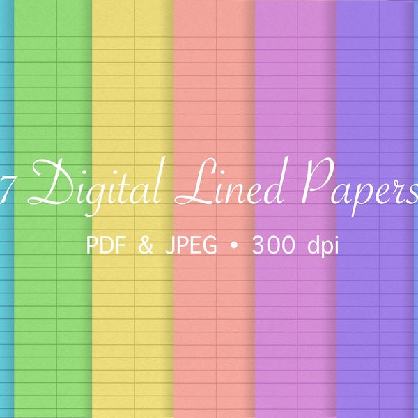 7 Textured Digital Lined Papers • Lined Notebook Paper, Writing Paper, Digital Stationary, Digital Templates, GoodNotes, OneNote, iPad