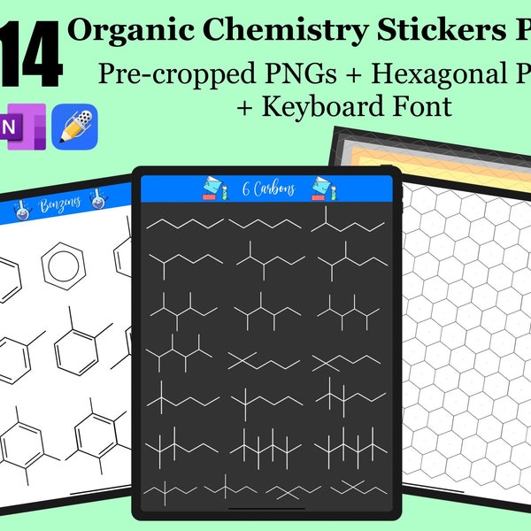 Organische Chemie Aufkleber Wissenschaft Aufkleber Sechseckiges Papier Orgo Aufkleber Ochem Aufkleber GoodNotes Wissenschaft Aufkleber Zurück zu Schulzubehör