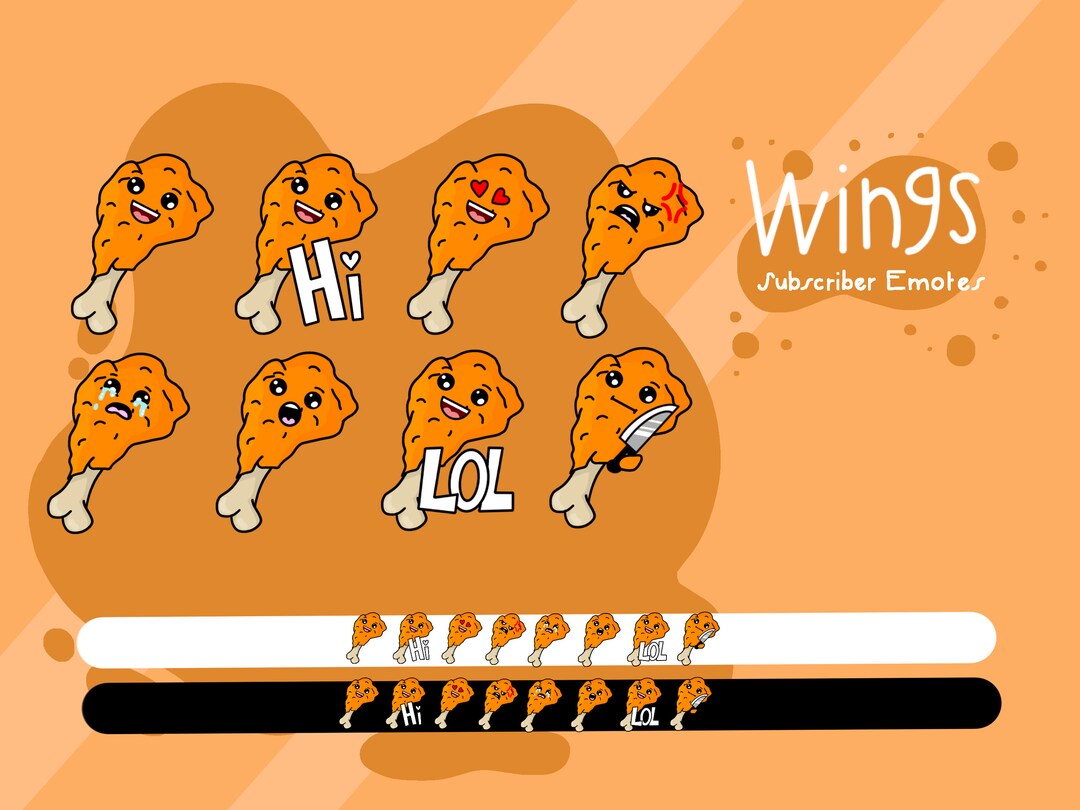 Chicken Wing Pack Twitch Emotes Subscriber Discord Emote Bit Badges