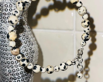 Dalmatian Jasper 925 Sterling Silver Bracelet