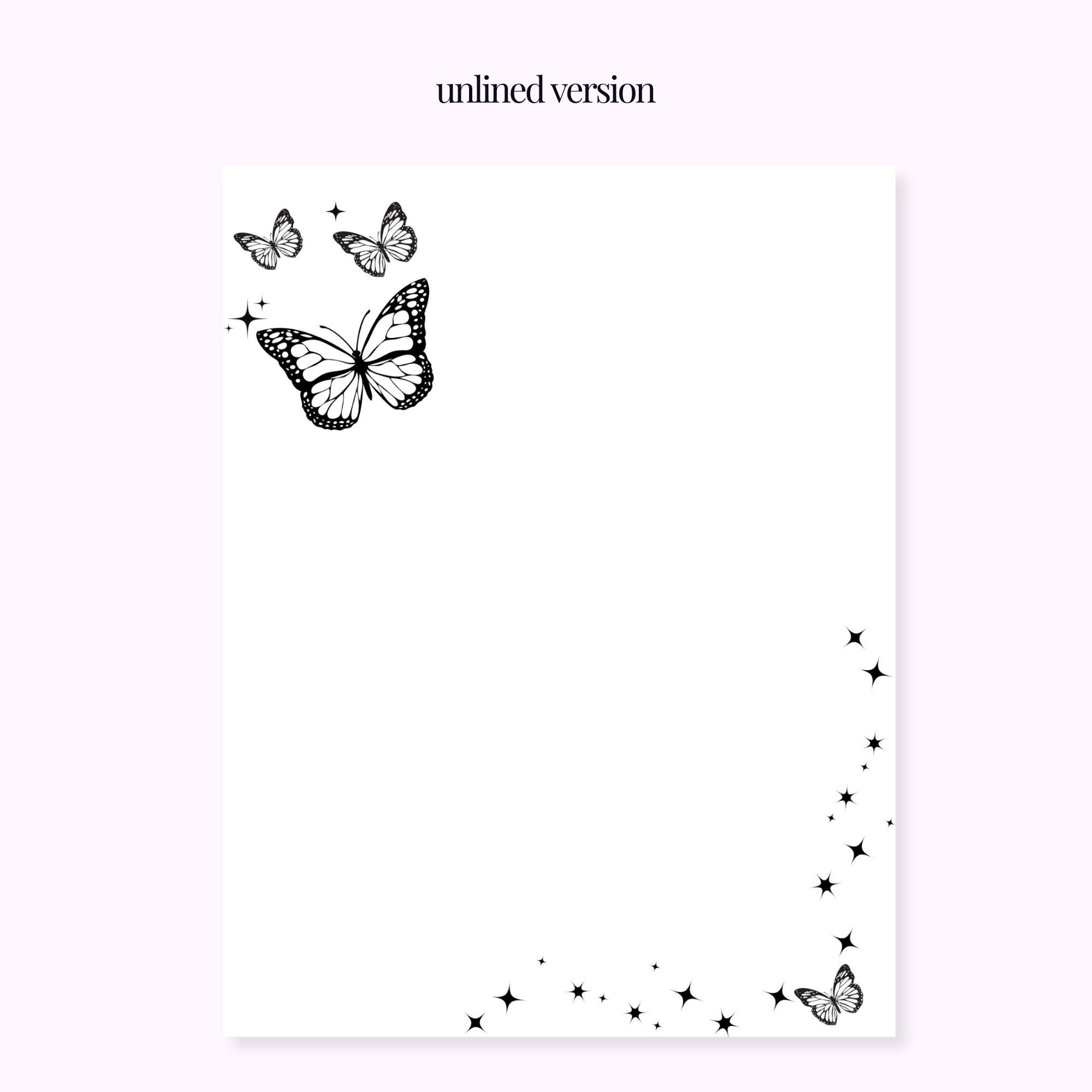 Butterfly Stationary Lined Paper Sheets Printable - Etsy