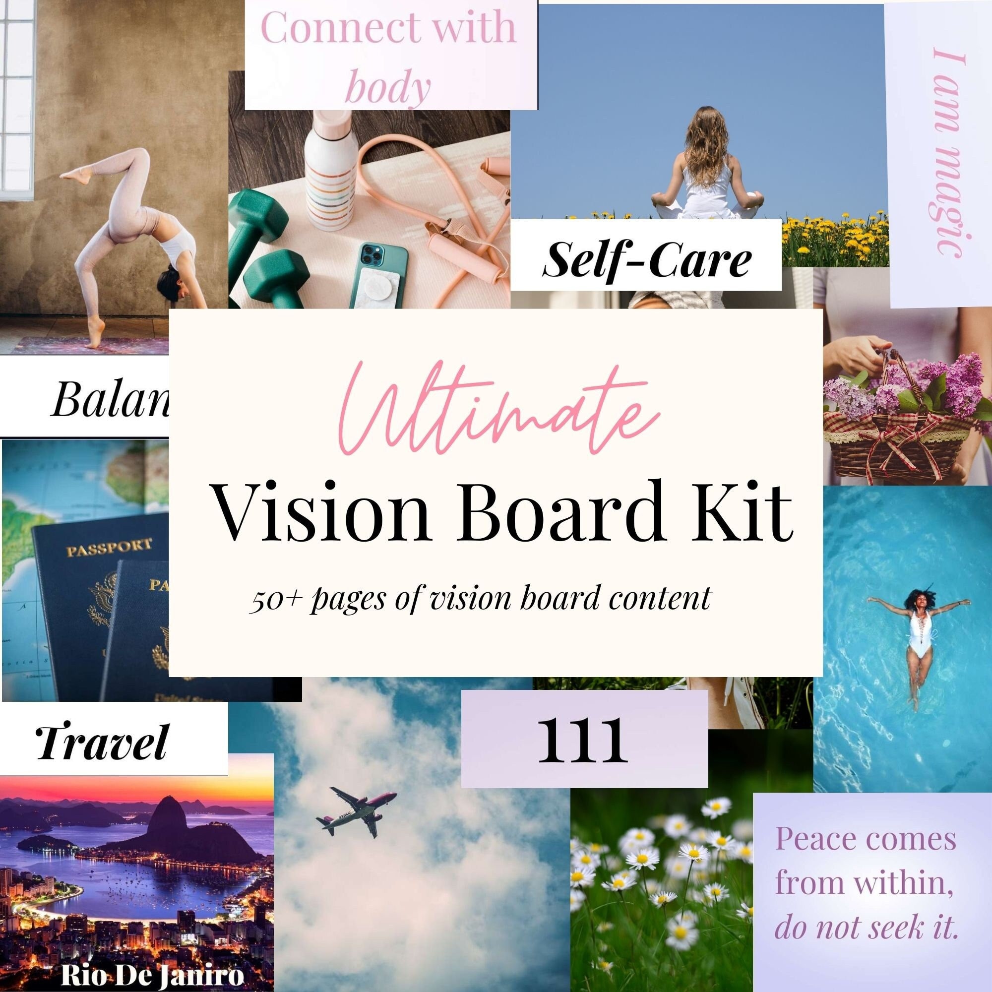 calmoura vision board kit for adults supplies - vision board supplies kit  for collage, scrapbooking - dream board