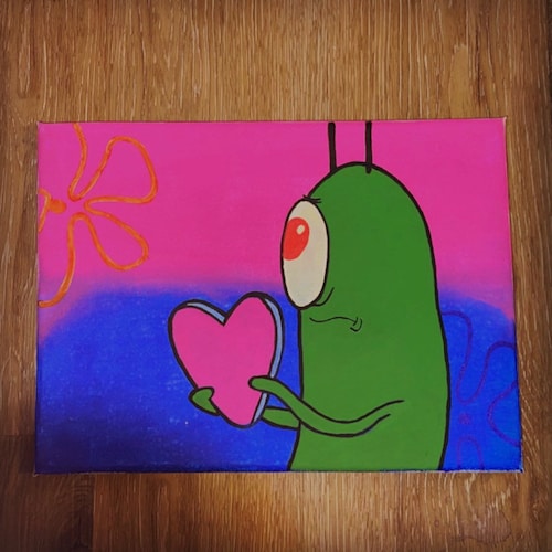 Plankton With Heart 5x7 Acrylic Painting - Etsy