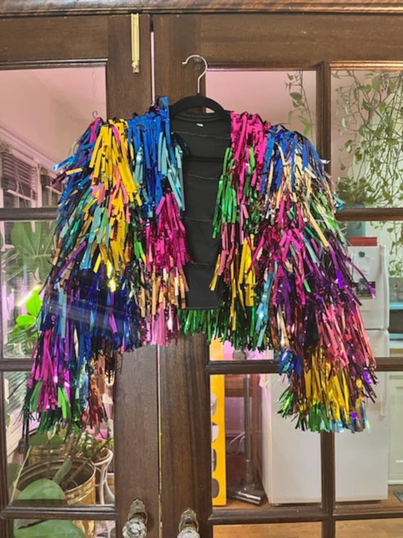 Custom Order Handmade Tinsel Fringe Jacket Etsy