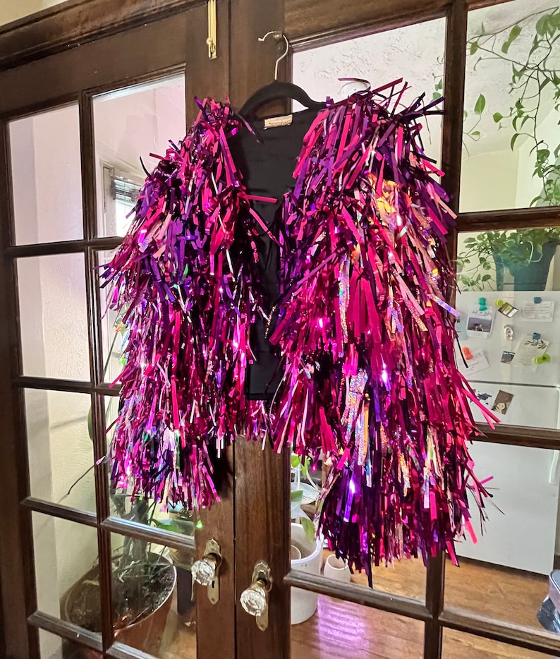 Custom Order Handmade Tinsel Fringe Jacket Etsy