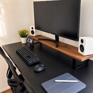 DIY Modern Monitor Riser Steel Bracket Legs, Matte Black, Set of 2 image 3