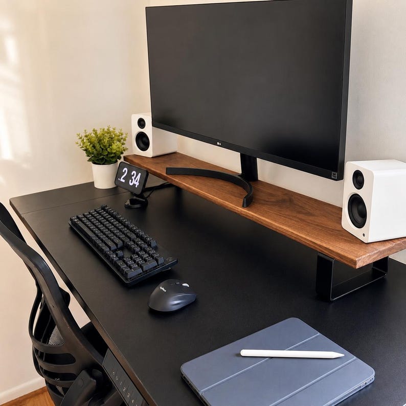 DIY Modern Monitor Riser Steel Bracket Legs, Matte Black, Set of 2 image 3