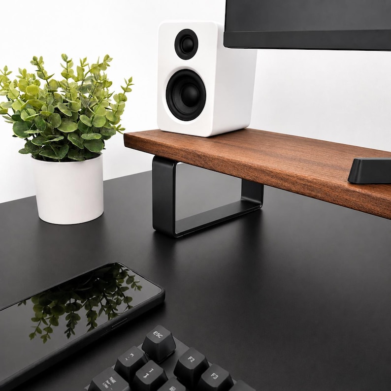 DIY Modern Monitor Riser Steel Bracket Legs, Matte Black, Set of 2 image 2