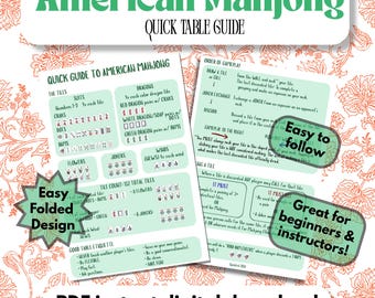 Guía de referencia rápida del Mahjong americano: Hoja de trucos imprimible, Cómo jugar para principiantes, Guía de mesas