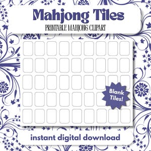 Printable Blank Mahjong Tiles, PDF, png, jpg, (Digital Download)