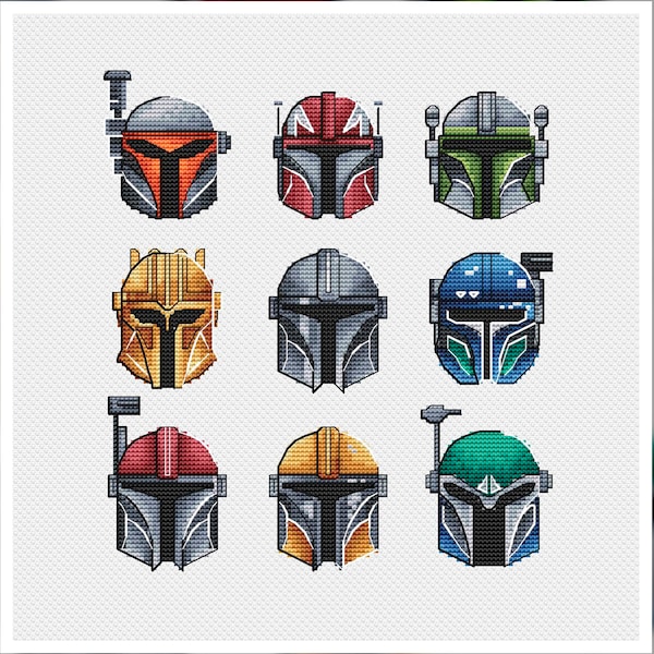 The Mandalorian cross stitch pattern pdf, Helmets cross stitch, Movie cross stitch, Fandom cross stitch, Geeky cross stitch, Star wars