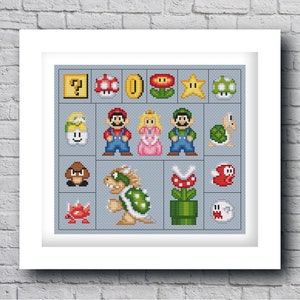 Mario cross stitch pattern pdf, Retro game cross stitch, Video game cross stitch, Fandom cross stitch, Modern cross stitch,Cute cross stitch