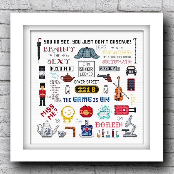 Sherlock cross stitch pattern pdf, Tv show cross stitch, Sherlock Holmes, Movie cross stitch, Fandom cross stitch, Modern cross stitch