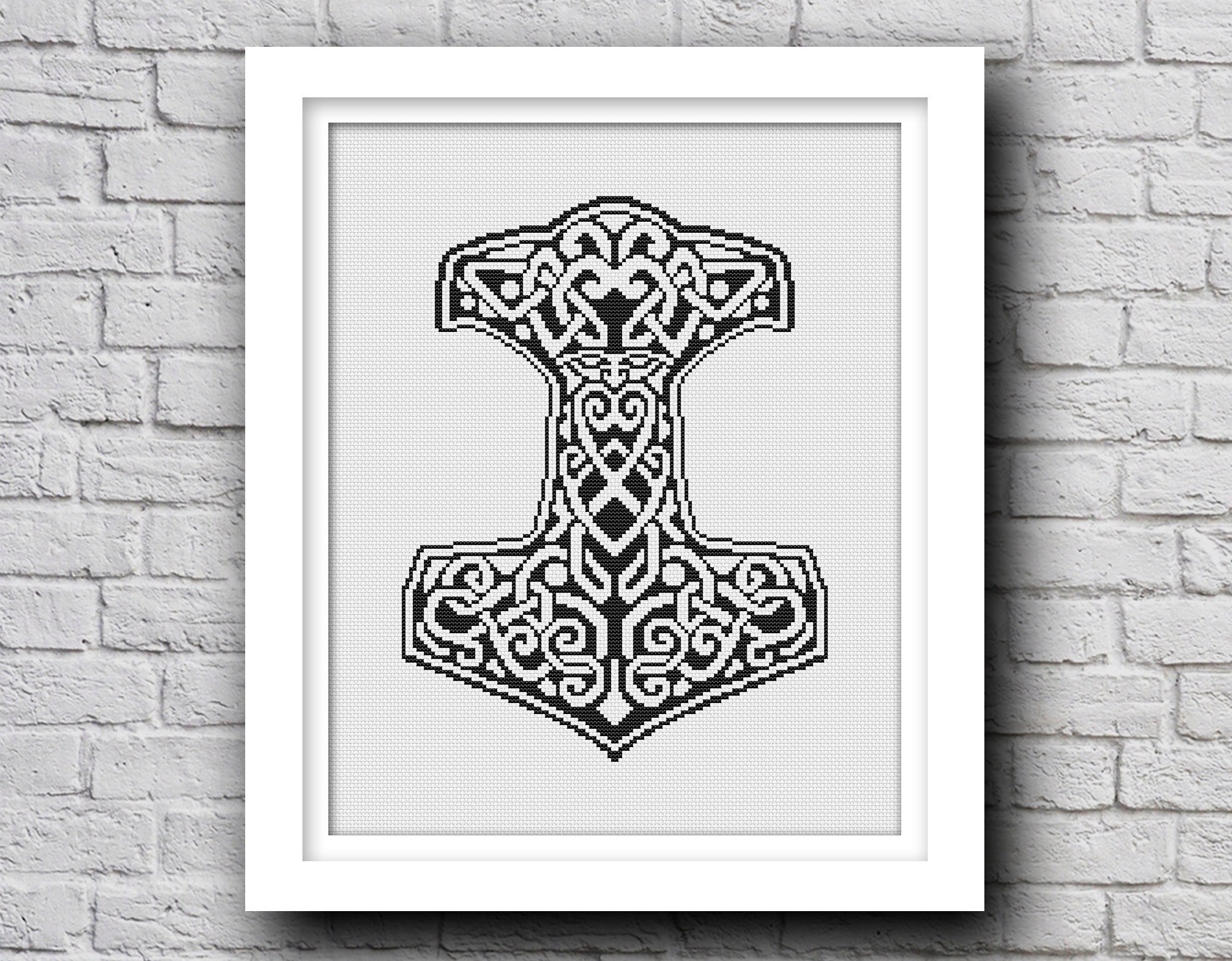 Thor's Hammer Cross Stitch Pattern Pdf Viking Cross Etsy