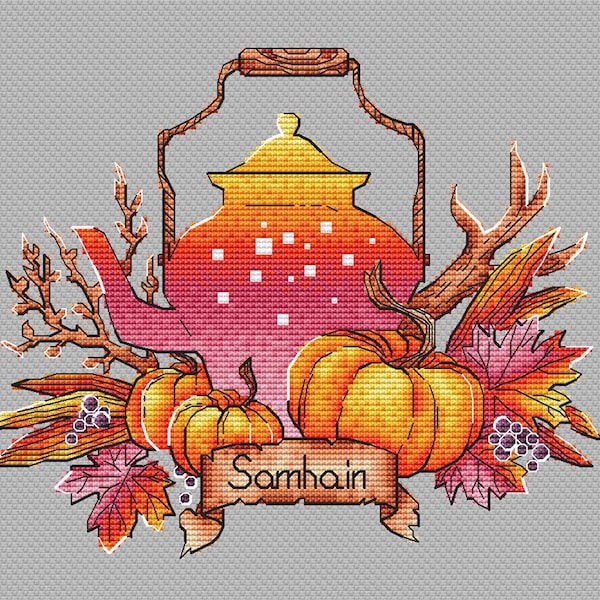 Samhain cross stitch pattern pdf, Full Sabbat set cross stitch, Wheel of the year cross stitch, Celtic cross stitch, Pagan cross stitch