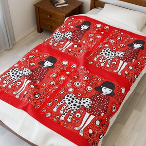 Dalmatian Dog Blanket, Japanese Art Style Throw Blanket, Plush Velveteen Dog Lover Gift, Dalmatian Home Decor, Pet Owner Blanket