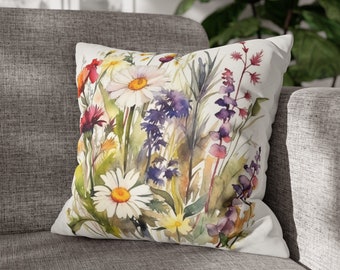 Wildflowers Throw Pillow Pillowcase, Cottagecore Home Decor, Floral Pillowcase, Floral Pillow Cover, Throw Pillow Cover, New Home Gift