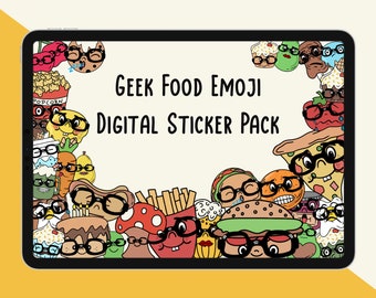 Good Notes Geek Food Nerd Emoji Clipart Stickers, good note glasses stickers, digital stickers PNG, Notability Stickers digital sticker book