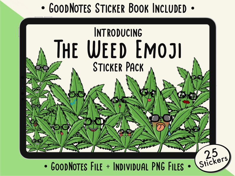 Goodnotes Weed Emoji Clipart Stickers Digital Stickers Etsy