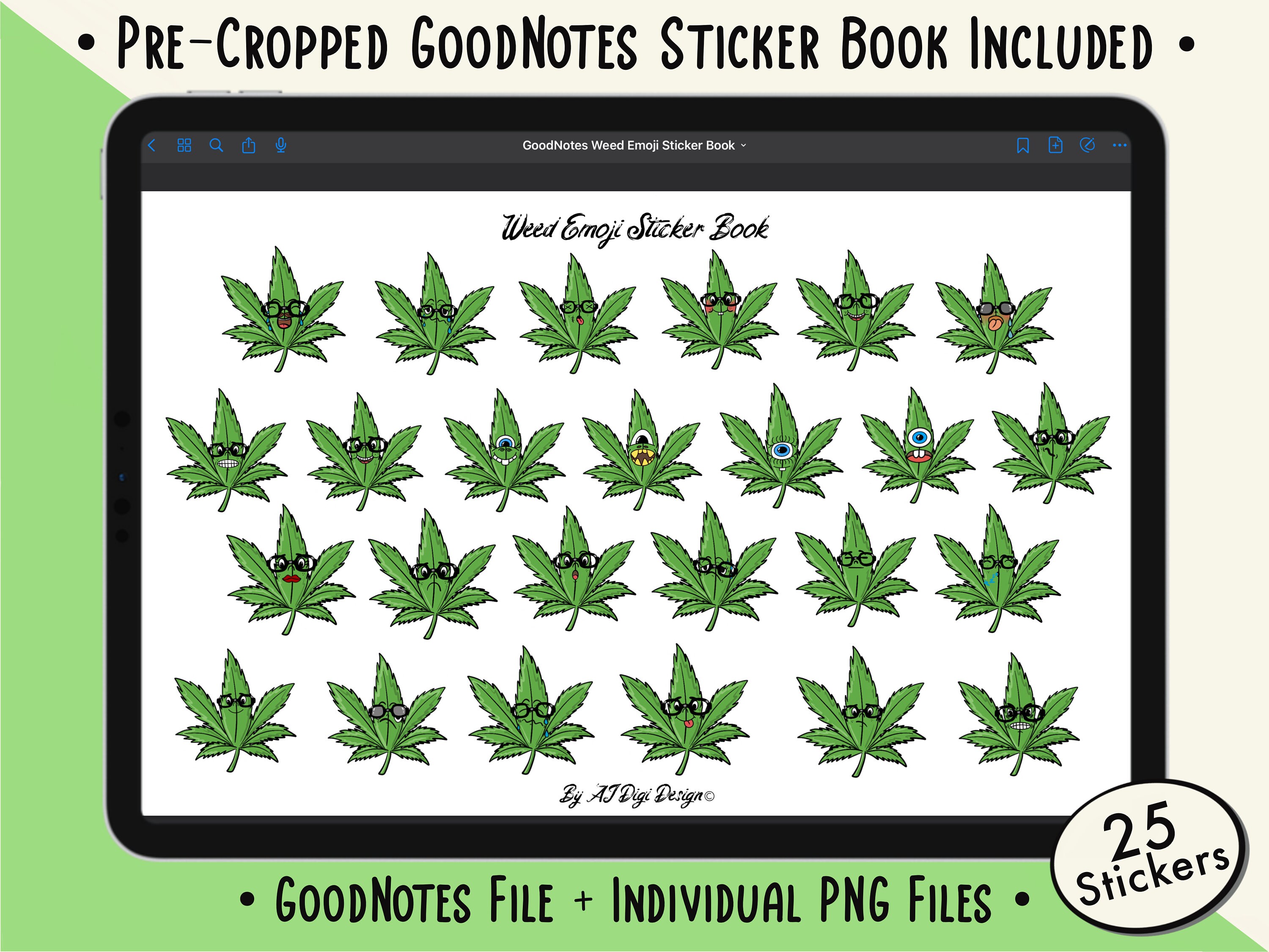 Goodnotes Weed Emoji Clipart Stickers Digital Stickers Etsy UK