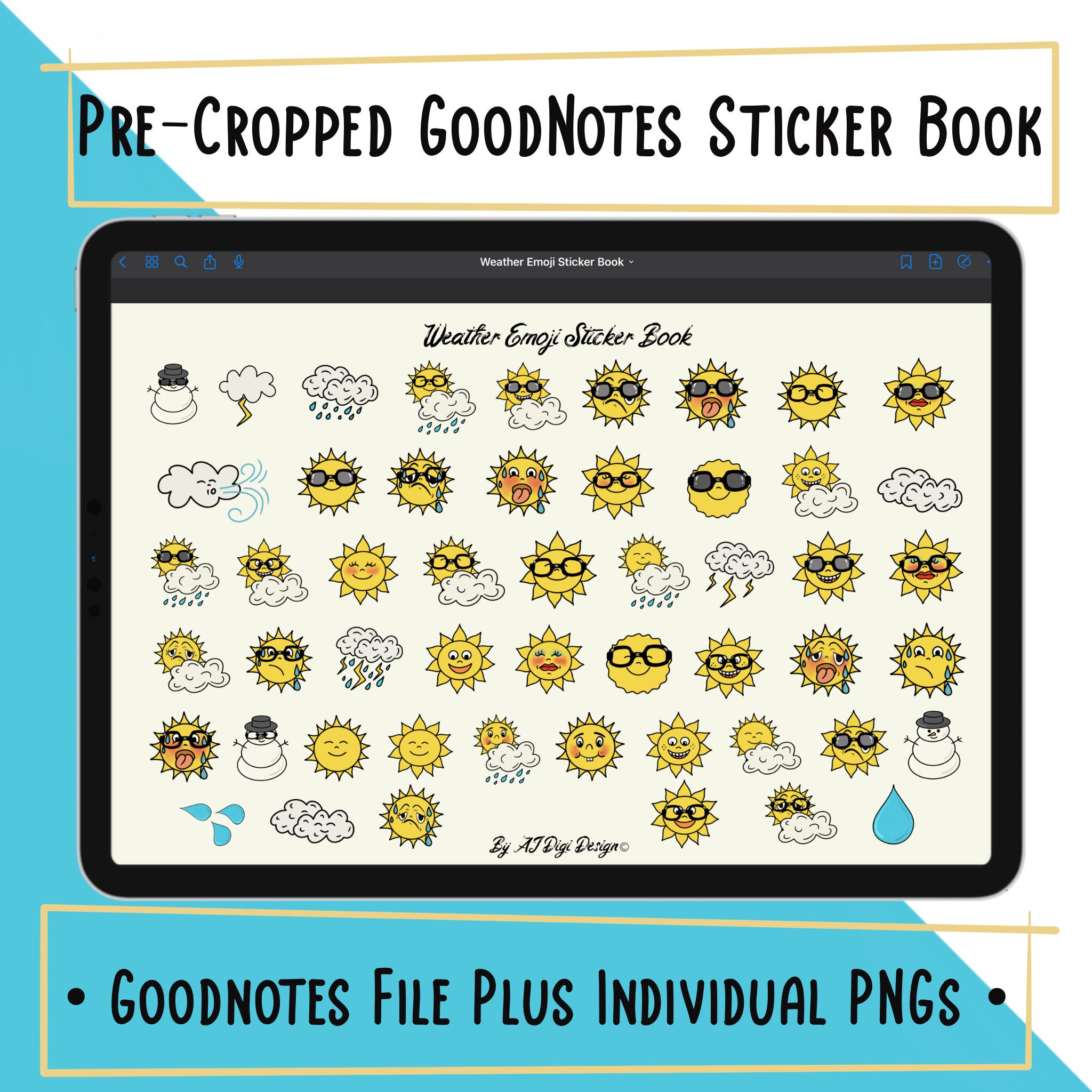 Goodnotes Emoji Stickers, Digital Weather Stickers, Digital Planner