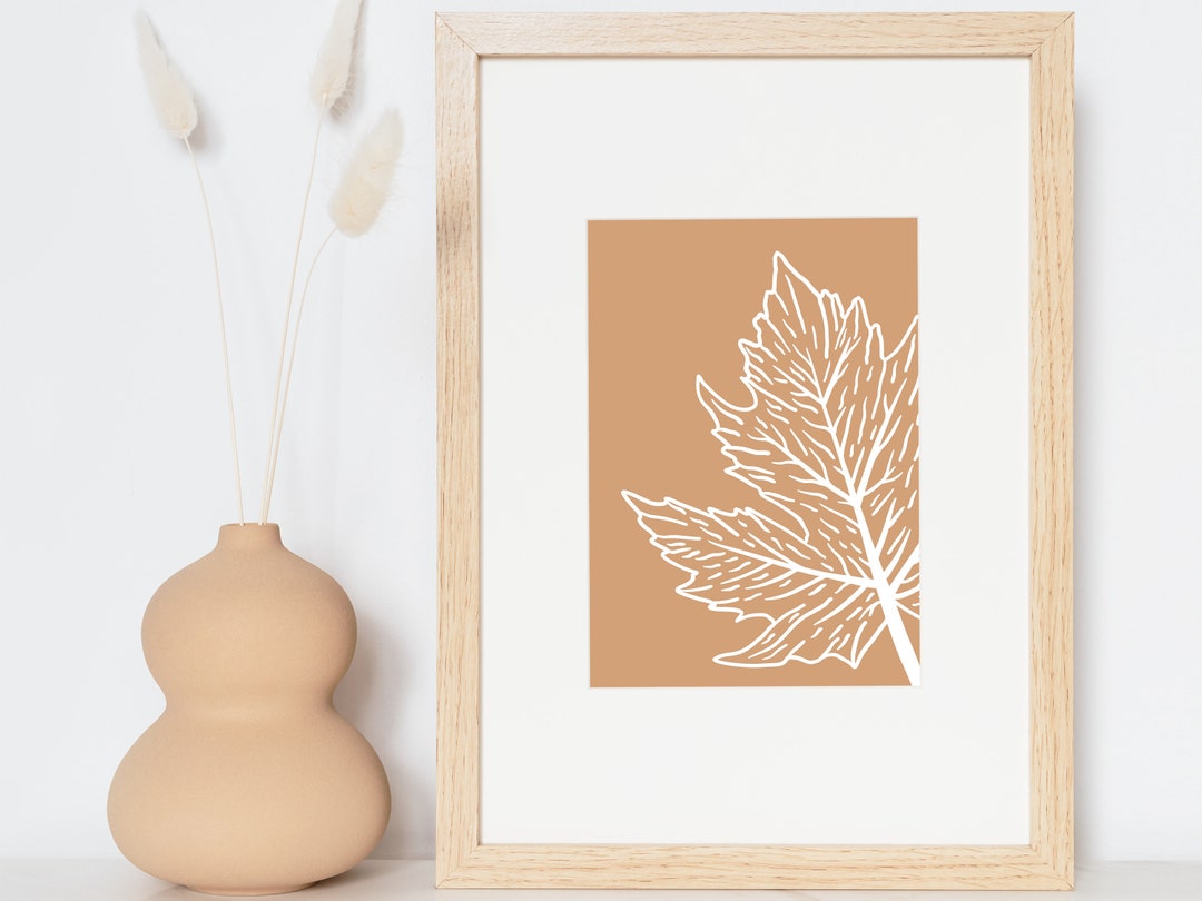 Printable Maple Leaf Line Art Wall Print. Modern Boho Wall Art. Maple