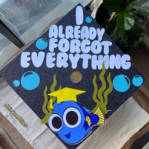 107 Nemo graduation topper, dory graduation cap, I already forgot everything graduation cap, fish grad cap, forgot everything grad topper afbeelding 4