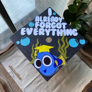 107 Nemo graduation topper, dory graduation cap, I already forgot everything graduation cap, fish grad cap, forgot everything grad topper afbeelding 2