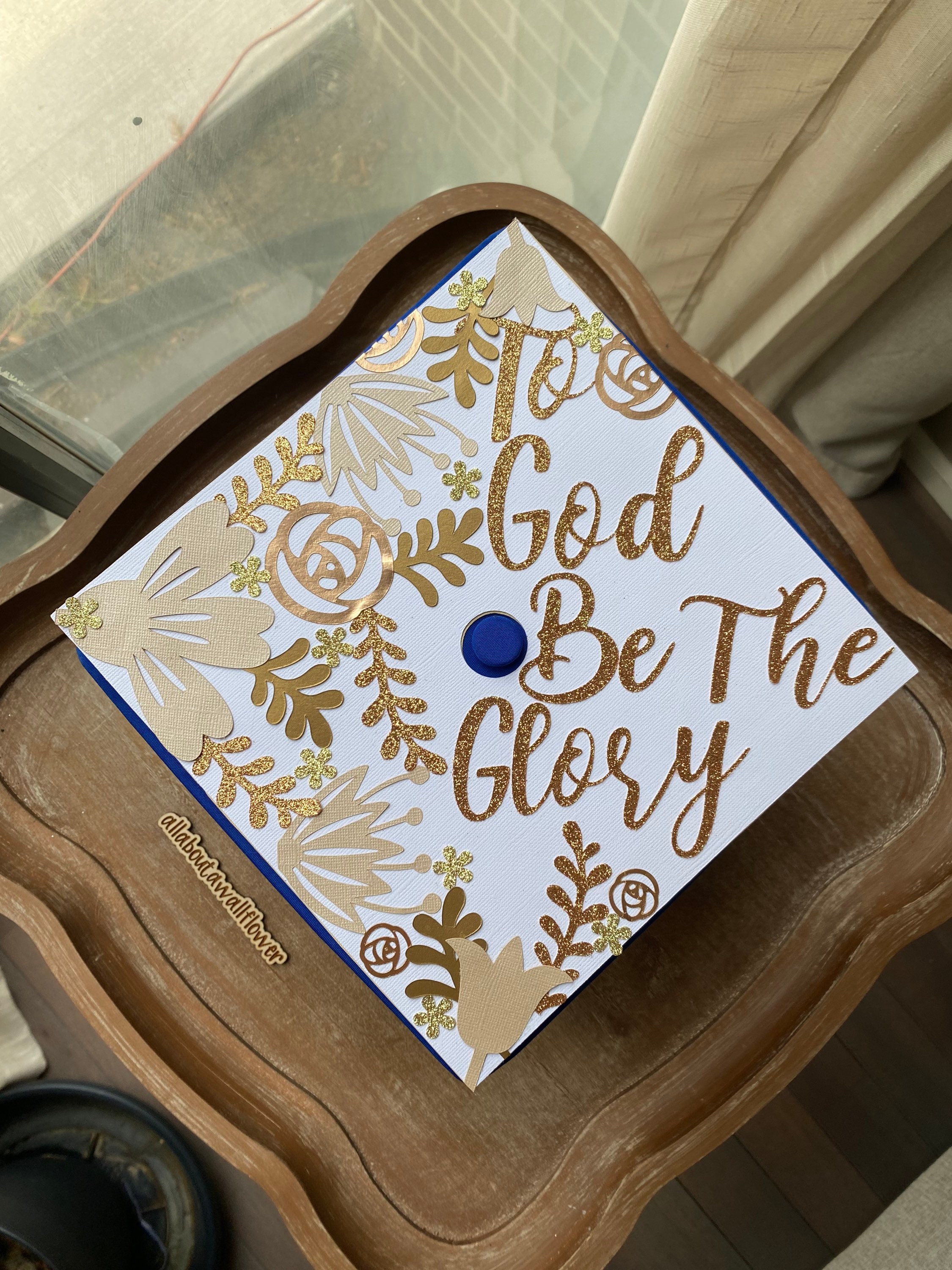117 to God Be the Glory Graduation Cap Topper, Boho Graduation Cap ...