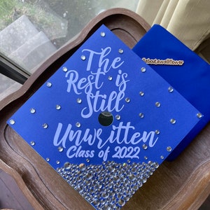 32 The Rest Is Still Unwritten Graduation Cap topper, Rhinestone Graduation cap, Rhinestone Grad topper,Personalized Grad Cap,Grad caps