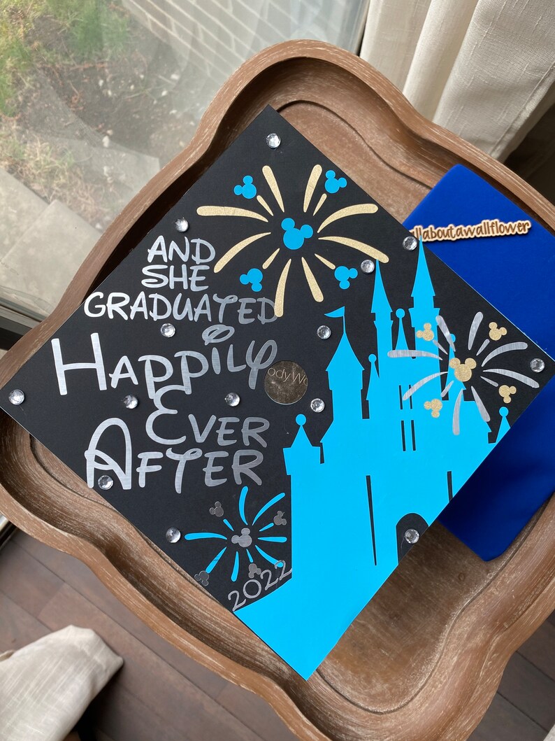 108 Disney graduation topper, Disney graduation cap, graduated happily ever after graduation cap, Disney fan graduation cap, custom grad cap image 4