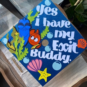 110 Nemo graduation topper, dory graduation cap, exit buddies graduation cap, best friends graduation caps, best friends grad topper image 6