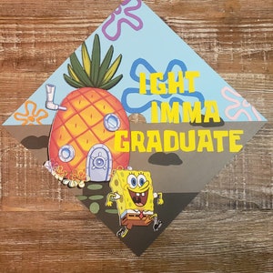 4 Ight Imma Head out Graduation cap, Ight imma head out graduation topper, Funny Graduation Cap, Ight Imma Head Out Cap, cartoon graduation