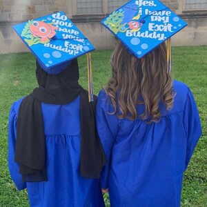110 Nemo graduation topper, dory graduation cap, exit buddies graduation cap, best friends graduation caps, best friends grad topper image 9