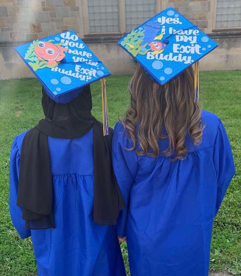 110 Nemo graduation topper, dory graduation cap, exit buddies graduation cap, best friends graduation caps, best friends grad topper image 9