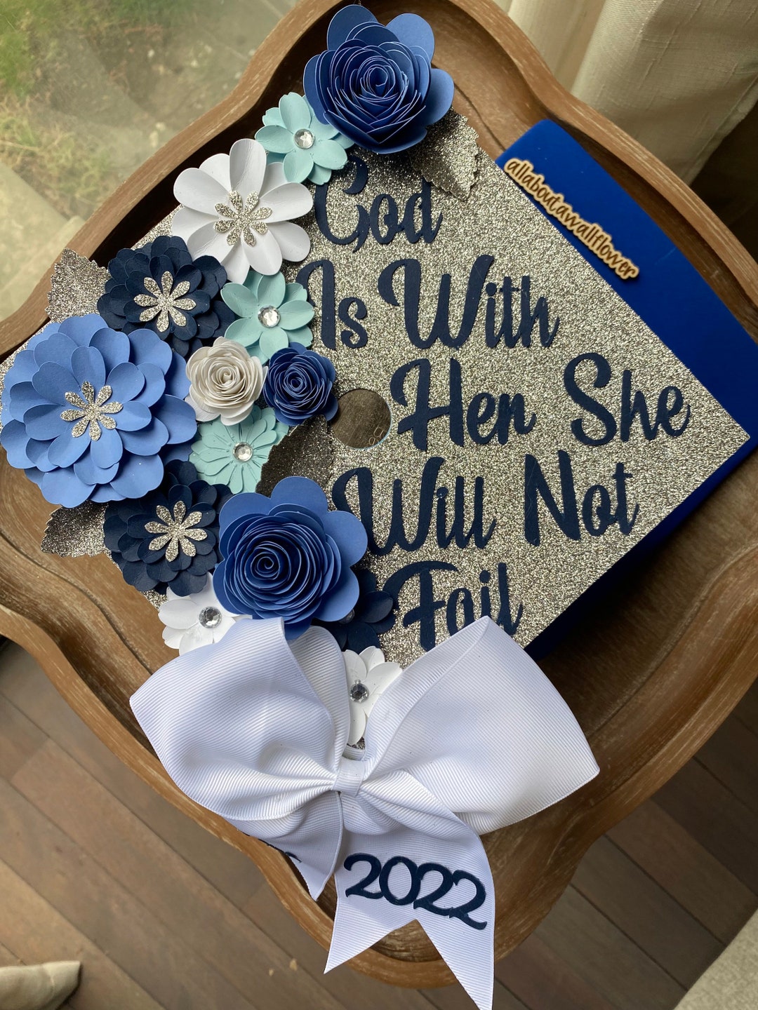 42 God is With Her She Will Not Fail Graduation Cap Topper, Graduation ...