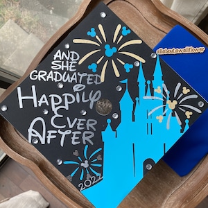 108 Disney graduation topper, Disney graduation cap, graduated happily ever after graduation cap, Disney fan graduation cap, custom grad cap image 1