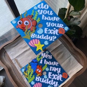 110 Nemo graduation topper, dory graduation cap, exit buddies graduation cap, best friends graduation caps, best friends grad topper image 8