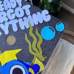 107 Nemo graduation topper, dory graduation cap, I already forgot everything graduation cap, fish grad cap, forgot everything grad topper afbeelding 3